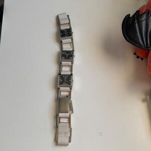 SUZI ROHER Square Face Quartz Watch Belt White Fabric Band Women (Flaws, READ)